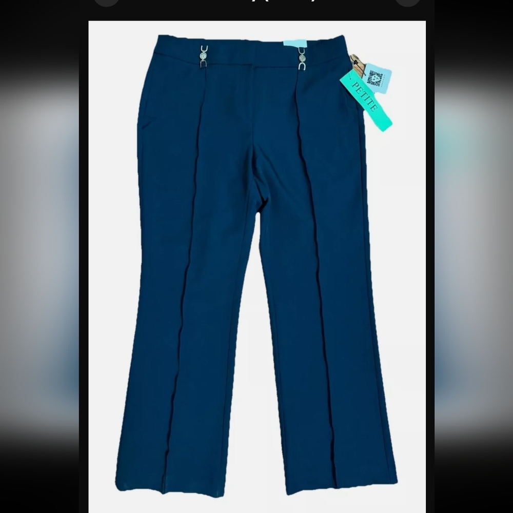 Anne Klein Blue Casual Pants with Straight Leg Cut and Structured Fabric